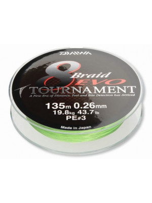 Daiwa Tournament 8 Braid Evo  chartreuse  135m  300m  1000m - round braided line