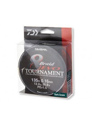 Daiwa Tournament 8 Braid Evo  dark green  135m  300m  1000m - round braided line